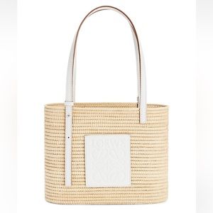Loewe
Paula's Ibiza Small Square Leather-Trimmed Raffia Basket Bag